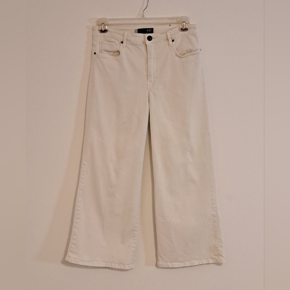 Kut from the Kloth White Slightly Cropped Wide Leg Jeans Misses Size 10 - Picture 2 of 10